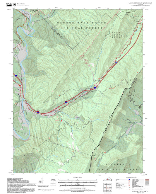 2025 Forest Service Topo Map of Longdale Furnace Virginia