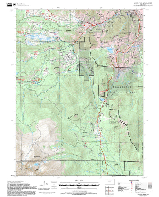 2025 Forest Service Topo Map of Longs Peak Colorado