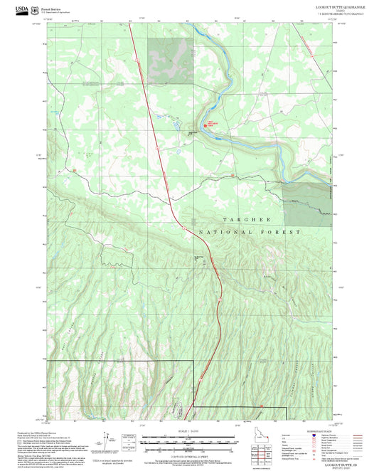 2025 Forest Service Topo Map of Lookout Butte Idaho