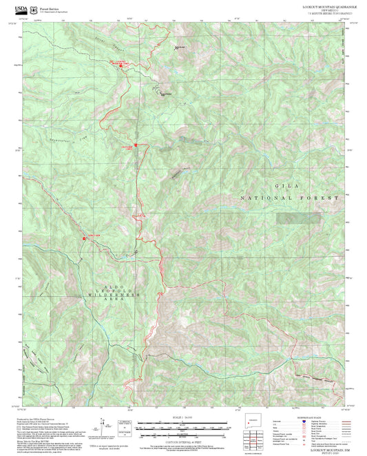 2025 Forest Service Topo Map of Lookout Mountain New Mexico