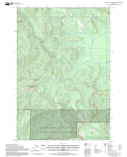 2025 Forest Service Topo Map of Lookout Mountain Washington