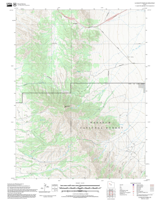 2025 Forest Service Topo Map of Lookout Pass Utah