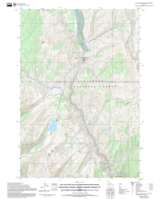 2025 Forest Service Topo Map of Loon Lake Idaho