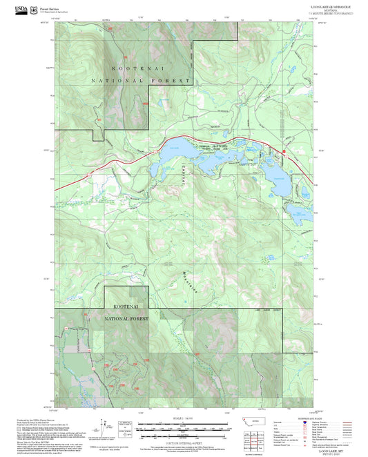 2025 Forest Service Topo Map of Loon Lake Montana