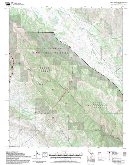 2025 Forest Service Topo Map of Lopez Mountain California