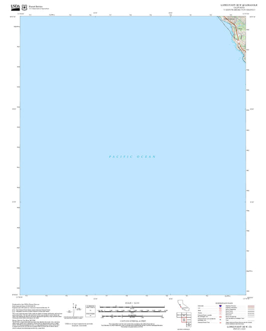 2025 Forest Service Topo Map of Lopez Point OE W California