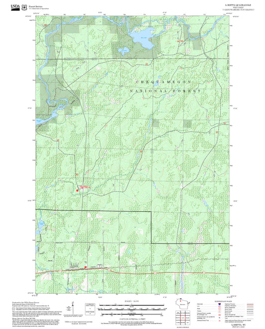 2025 Forest Service Topo Map of Loretta Wisconsin