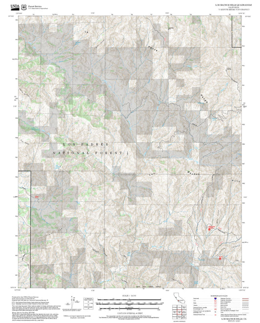 2025 Forest Service Topo Map of Los Machos Hills California