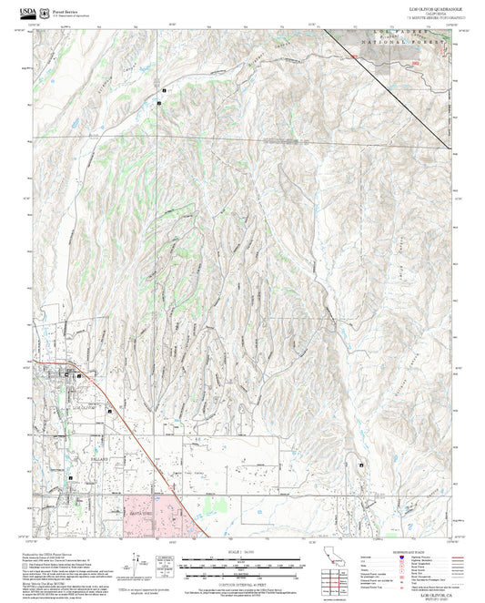 2025 Forest Service Topo Map of Los Olivos California