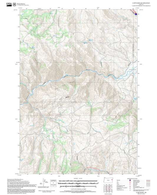 2025 Forest Service Topo Map of Lost Basin Oregon