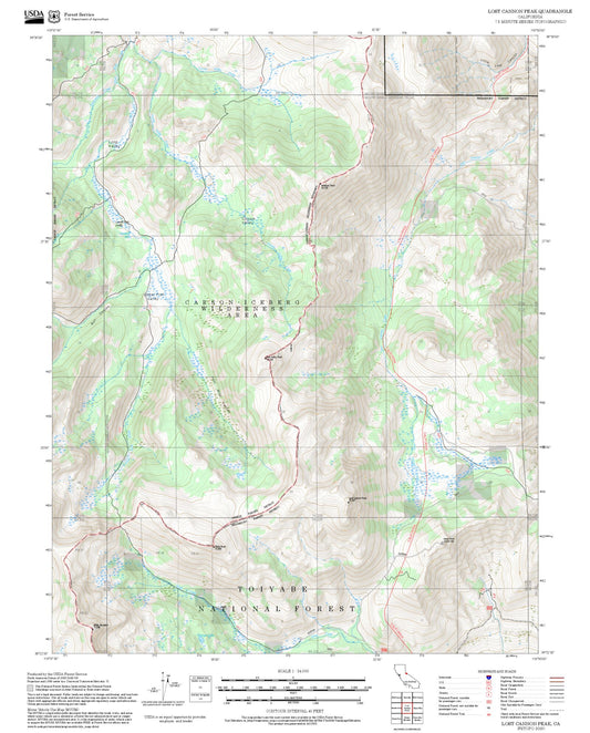 2025 Forest Service Topo Map of Lost Cannon Peak California