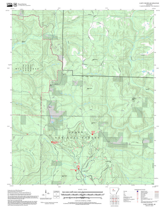 2025 Forest Service Topo Map of Lost Corner Arkansas