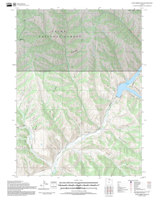 2025 Forest Service Topo Map of Lost Creek Dam Utah