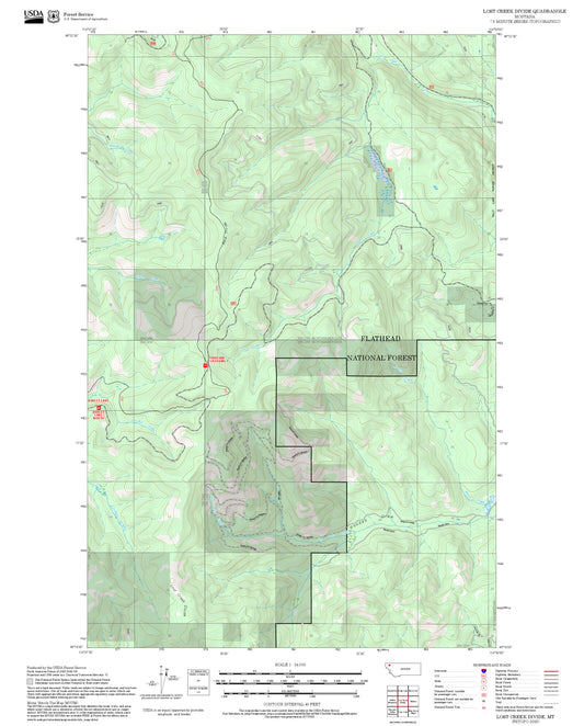 2025 Forest Service Topo Map of Lost Creek Divide Montana