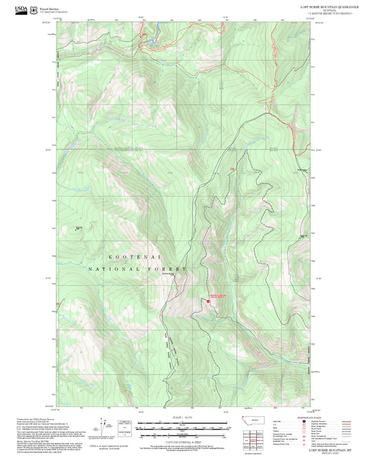 2025 Forest Service Topo Map of Lost Horse Mountain Montana