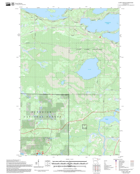 2025 Forest Service Topo Map of Lost Lake Minnesota