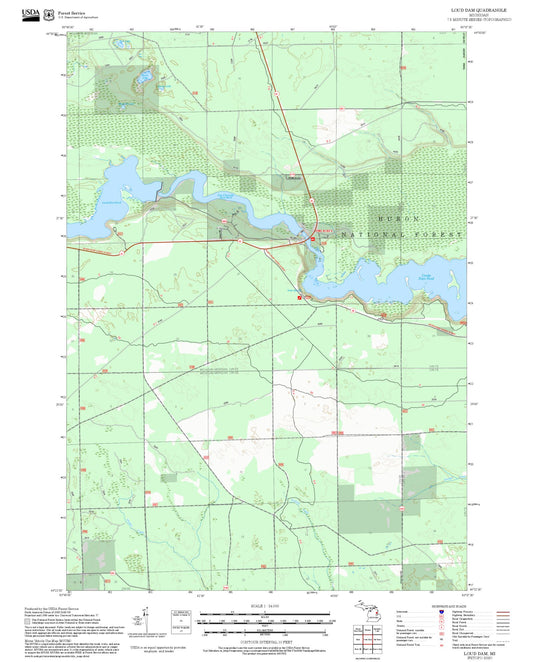 2025 Forest Service Topo Map of Loud Dam Michigan