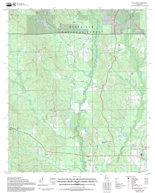 2025 Forest Service Topo Map of Louin SW Mississippi