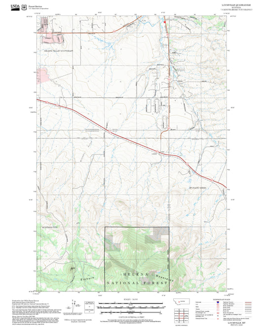 2025 Forest Service Topo Map of Louisville Montana