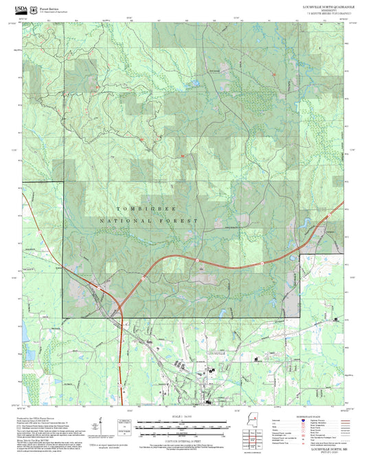 2025 Forest Service Topo Map of Louisville North Mississippi