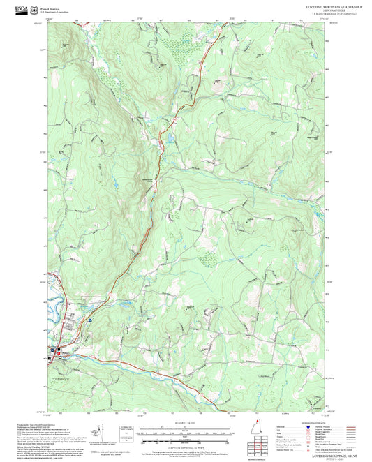 2025 Forest Service Topo Map of Lovering Mountain New Hampshire