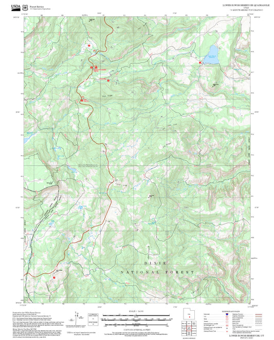 2025 Forest Service Topo Map of Lower Bowns Reservoir Utah