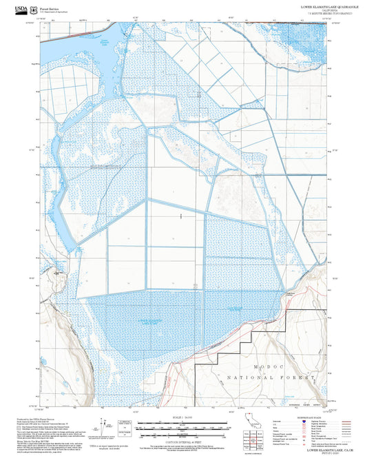 2025 Forest Service Topo Map of Lower Klamath Lake California