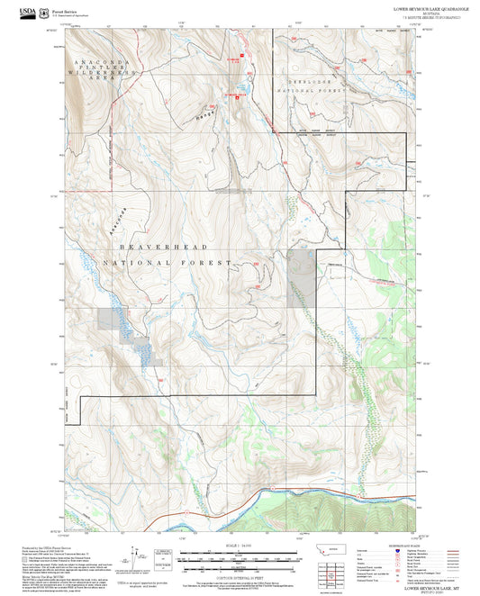2025 Forest Service Topo Map of Lower Seymour Lake Montana
