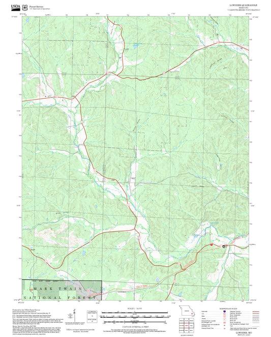2025 Forest Service Topo Map of Lowndes Missouri