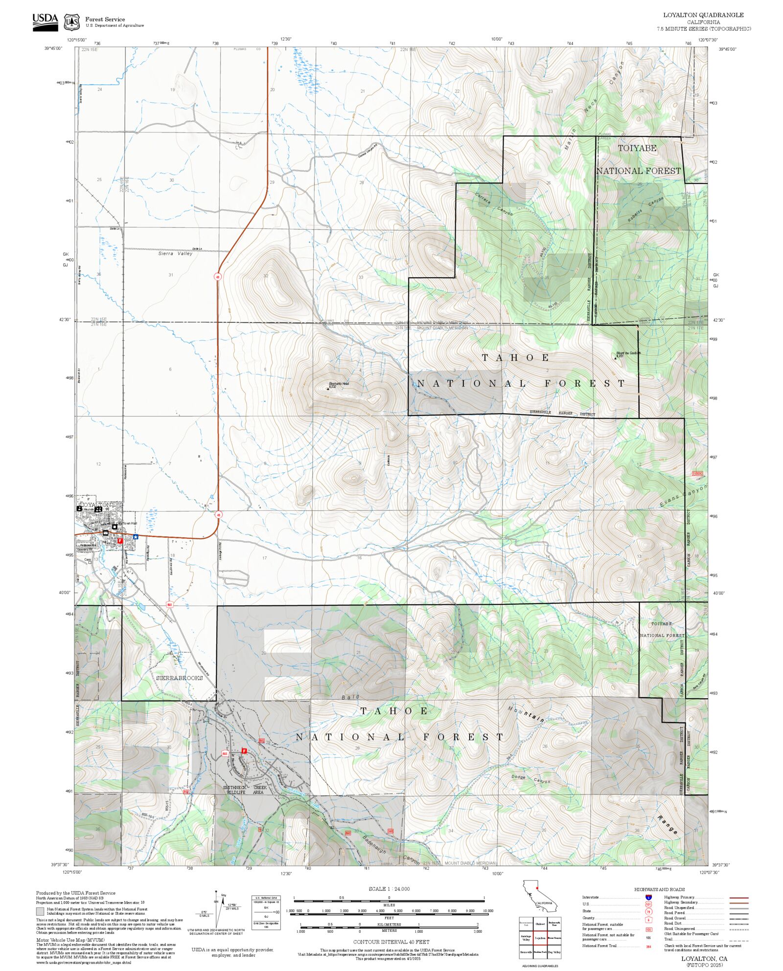 2025 Forest Service Topo Map of Loyalton California – MyTopo Map Store