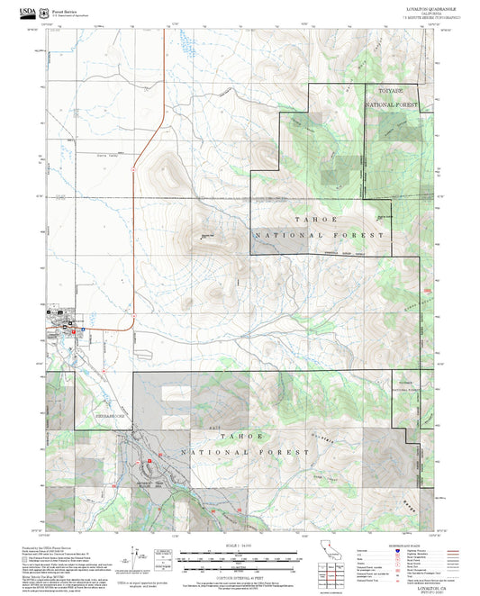 2025 Forest Service Topo Map of Loyalton California