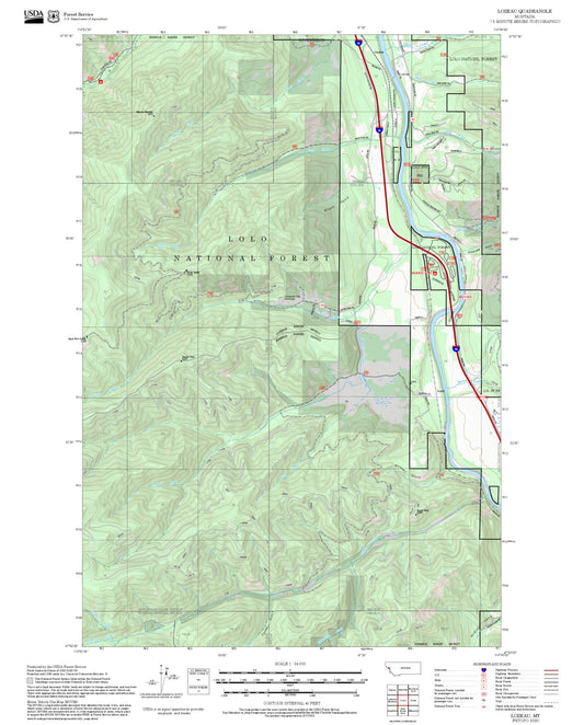2025 Forest Service Topo Map of Lozeau Montana