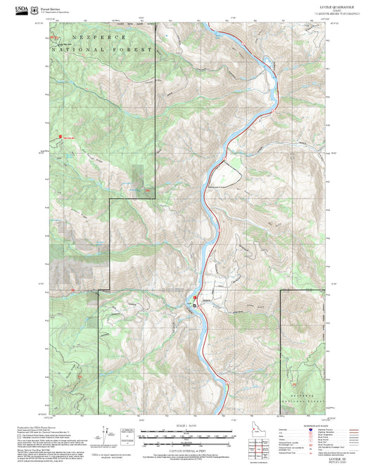 2025 Forest Service Topo Map of Lucile Idaho