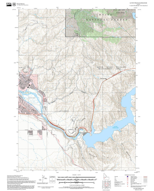 2025 Forest Service Topo Map of Lucky Peak Idaho