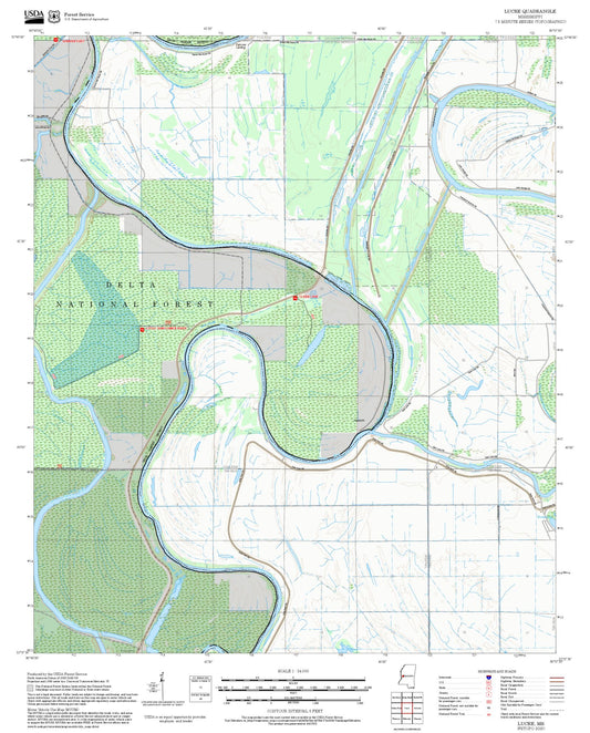 2025 Forest Service Topo Map of Lucre Mississippi