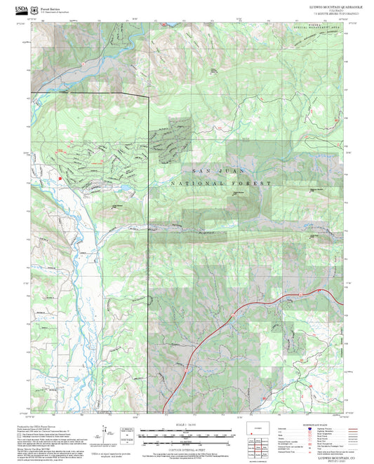 2025 Forest Service Topo Map of Ludwig Mountain Colorado