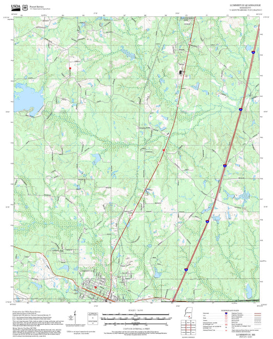 2025 Forest Service Topo Map of Lumberton Mississippi