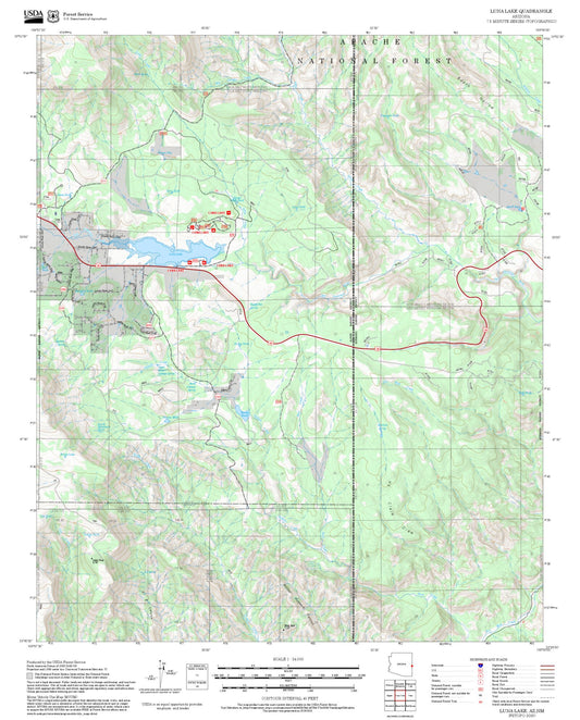 2025 Forest Service Topo Map of Luna Lake Arizona