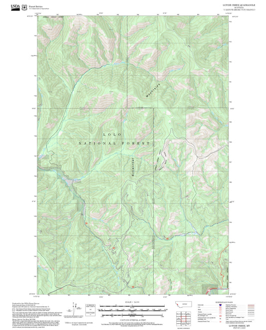 2025 Forest Service Topo Map of Lupine Creek Montana