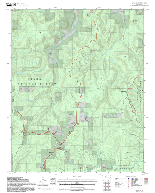 2025 Forest Service Topo Map of Lurton Arkansas