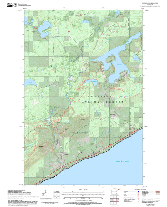 2025 Forest Service Topo Map of Lutsen Minnesota