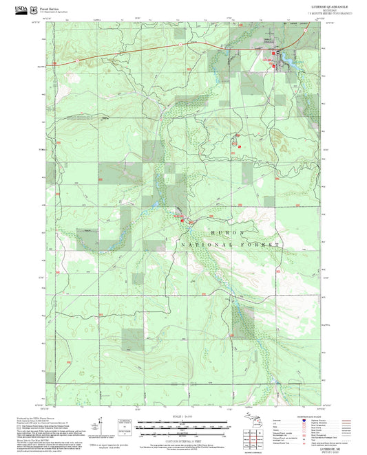 2025 Forest Service Topo Map of Luzerne Michigan