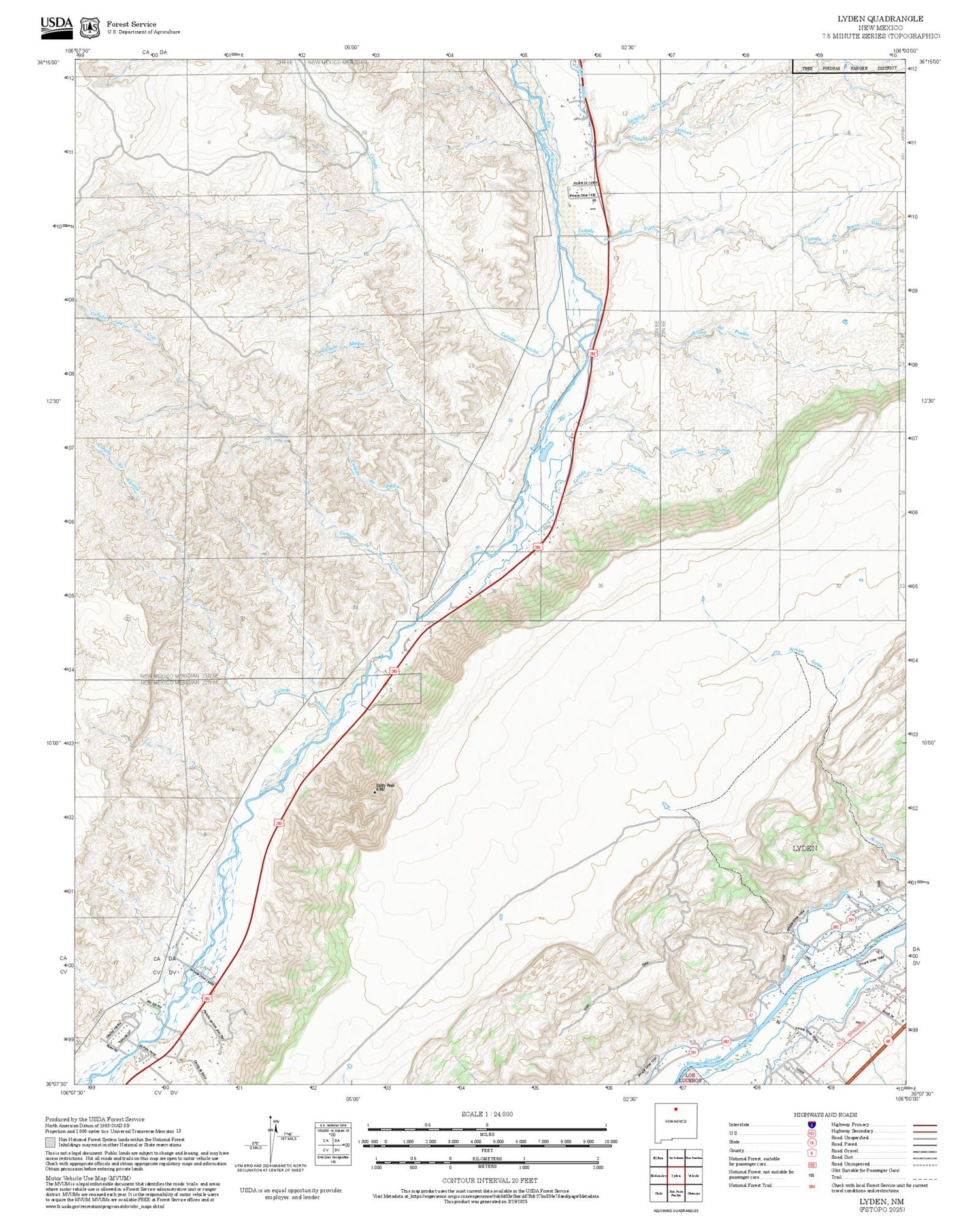 2025 Forest Service Topo Map of Lyden New Mexico