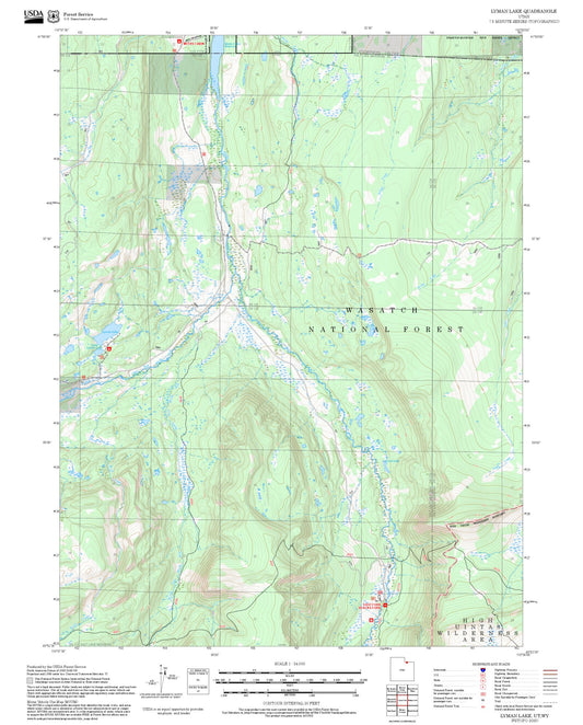 2025 Forest Service Topo Map of Lyman Lake Utah