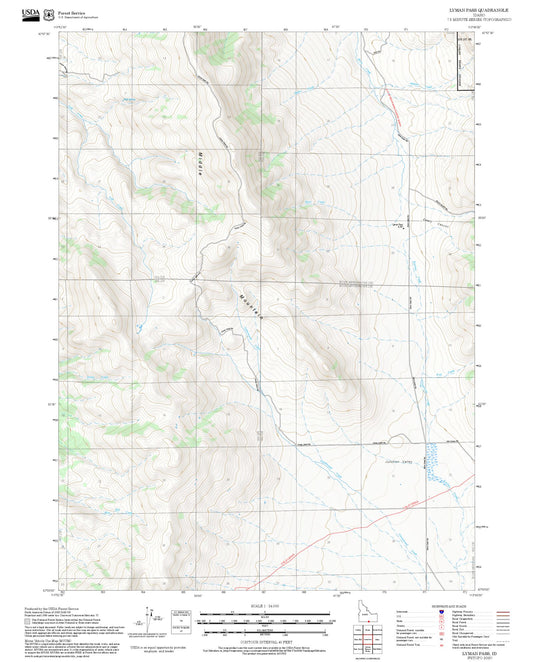 2025 Forest Service Topo Map of Lyman Pass Idaho