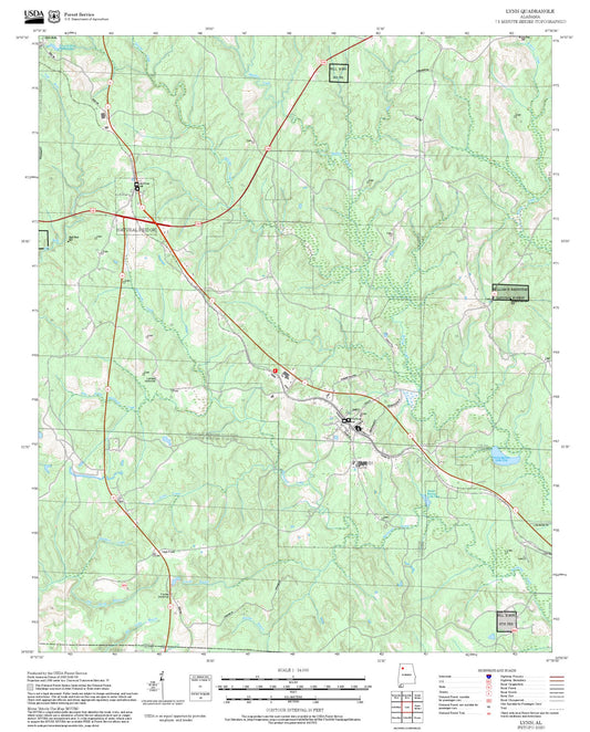 2025 Forest Service Topo Map of Lynn Alabama