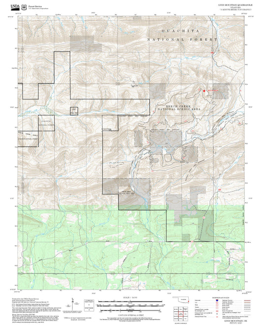 2025 Forest Service Topo Map of Lynn Mountain Oklahoma
