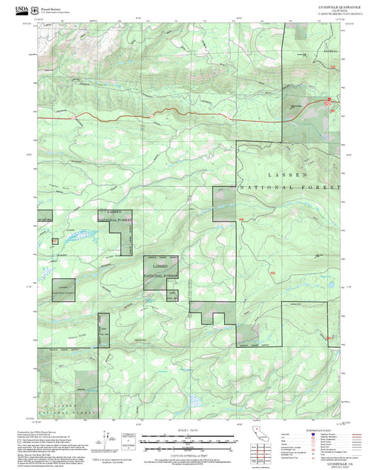2025 Forest Service Topo Map of Lyonsville California