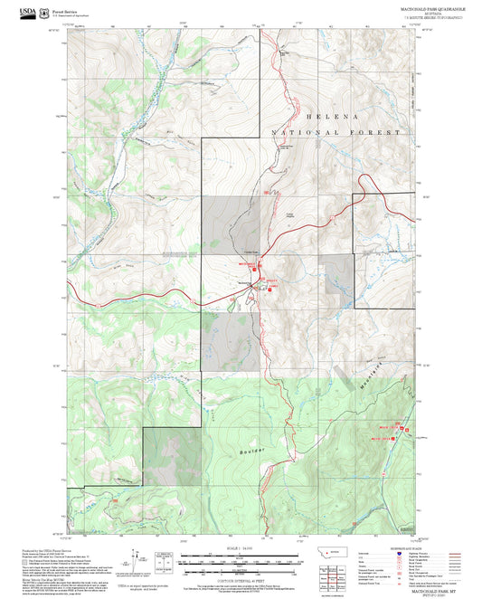 2025 Forest Service Topo Map of MacDonald Pass Montana