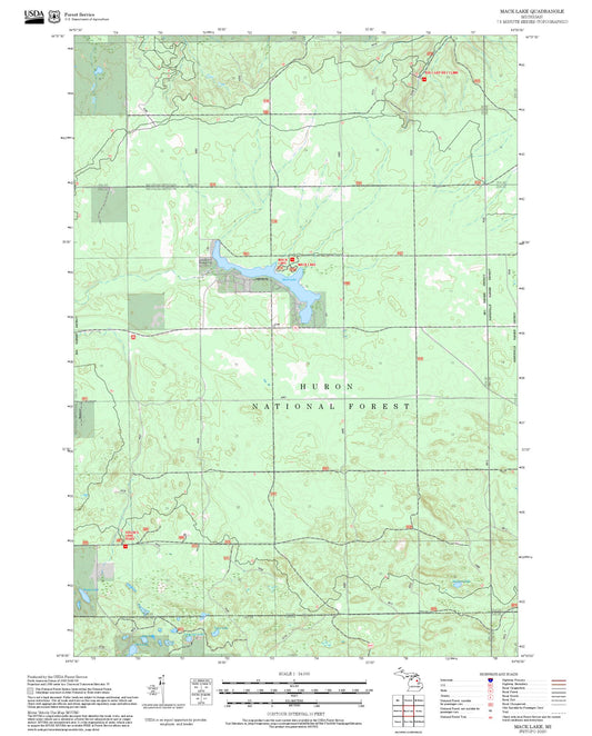 2025 Forest Service Topo Map of Mack Lake Michigan